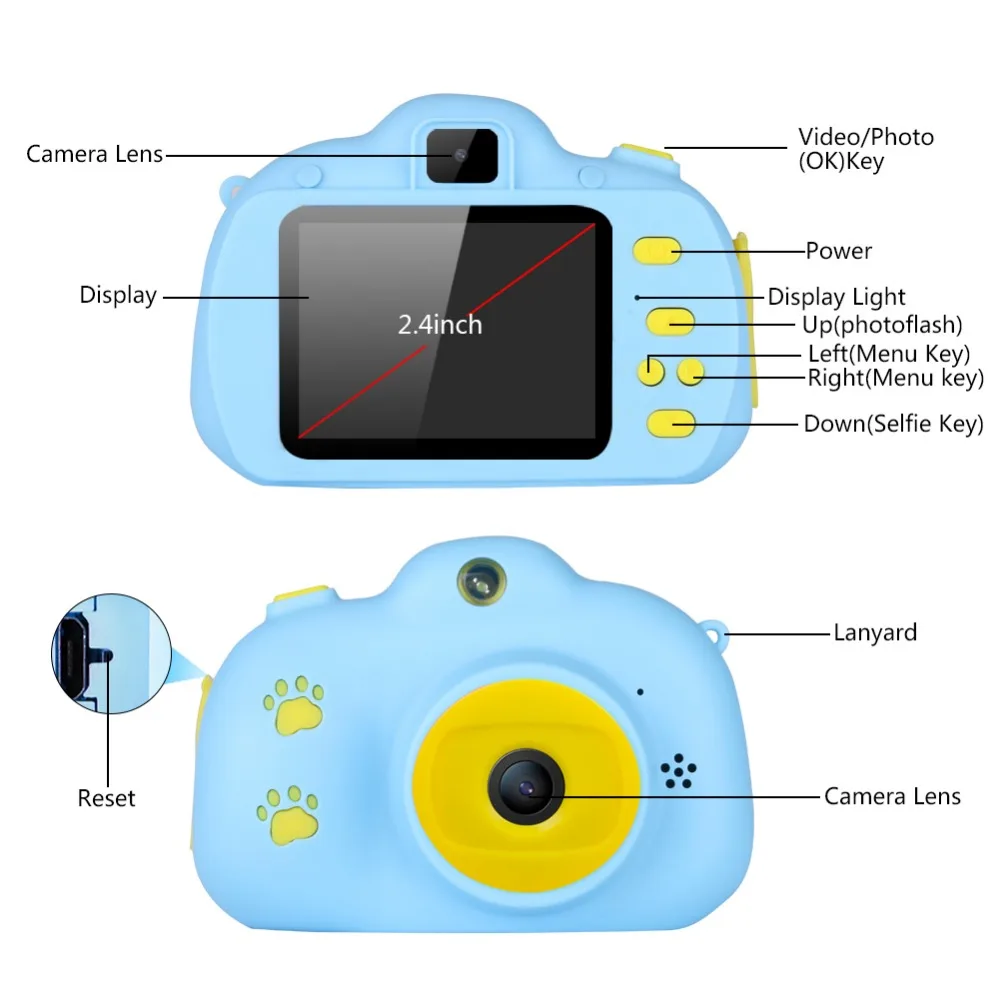18MP HD Kids Digital Camera Multifunction Mini HD Camcorder Photo Video Camera With 32G Card 2.4 Inches Screen Toys For Kids (7)