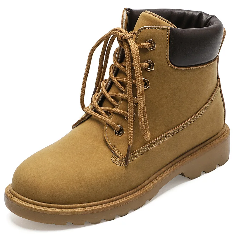 

Winter boots women lace up tooling PU leather boots