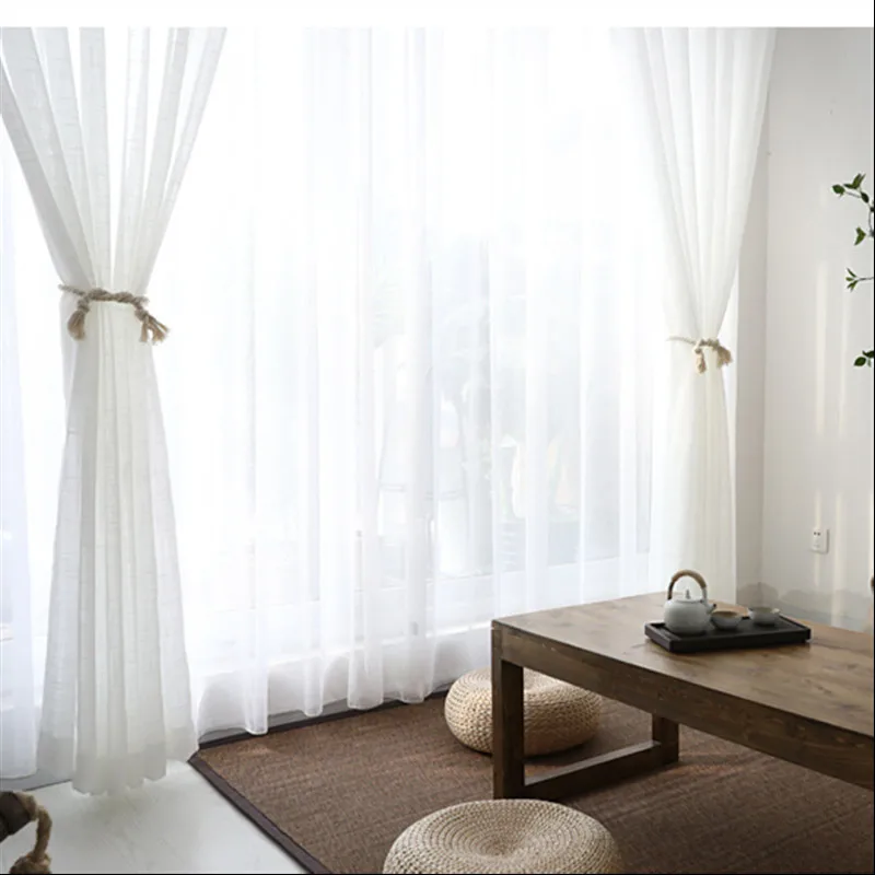 Современные белые оконные шторы, тюль, хлопок, лен, лечение для гостиной, спальни, украшения дома