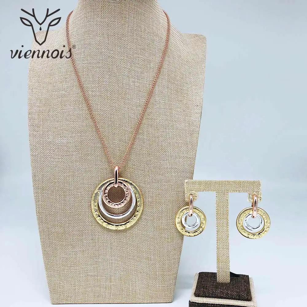 Viennois, смешанные золотые серьги, кулон, ожерелье, набор украшений для женщин, металлические вечерние ювелирные изделия, набор