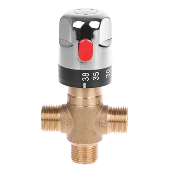 

Solid Brass G1/2 Male 3 Way Thermostatic Mixing Valve Shower Water Temperature Control Au08 19 Dropship
