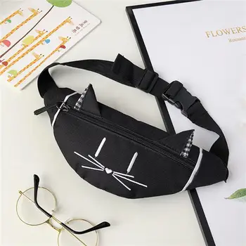 

2019 Women Child Joker Mini Waist Bag Fanny Pack Cute Cat Ear Printed Fashion Chest Pocket money belt Shoulder Bag marsupio