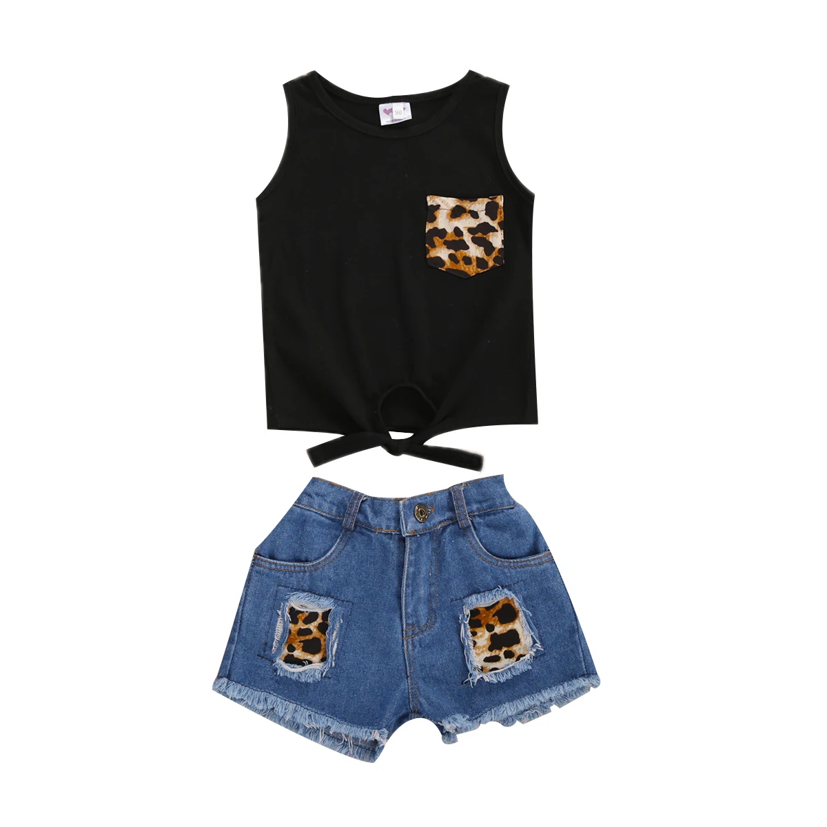Girls Outift Sleeveless Leopard print 