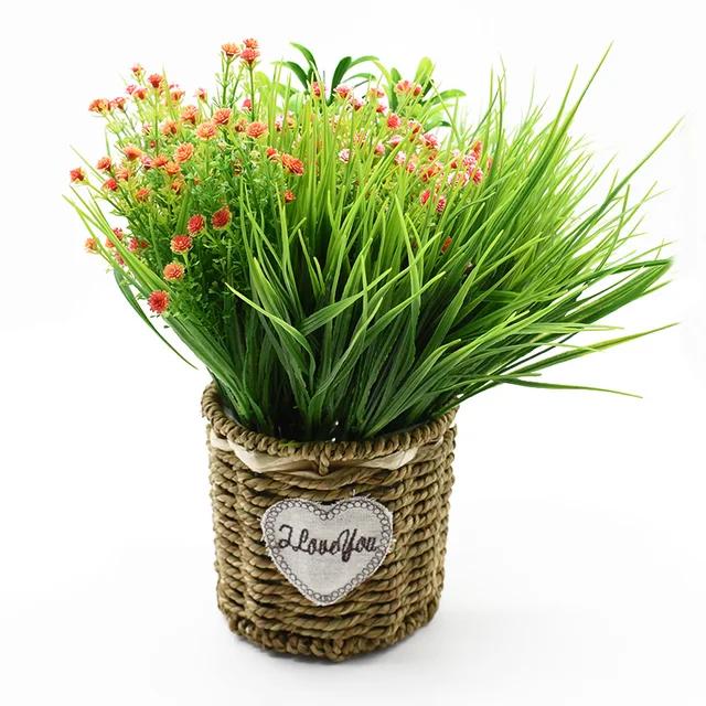 1/2 Darab 7 Villák Zöld Fű Mesterséges Növények Műanyag Virágok Háztartási Esküvő Tavaszi Nyári Nappali Vázák Otthoni Dekorációhoz - Image 5