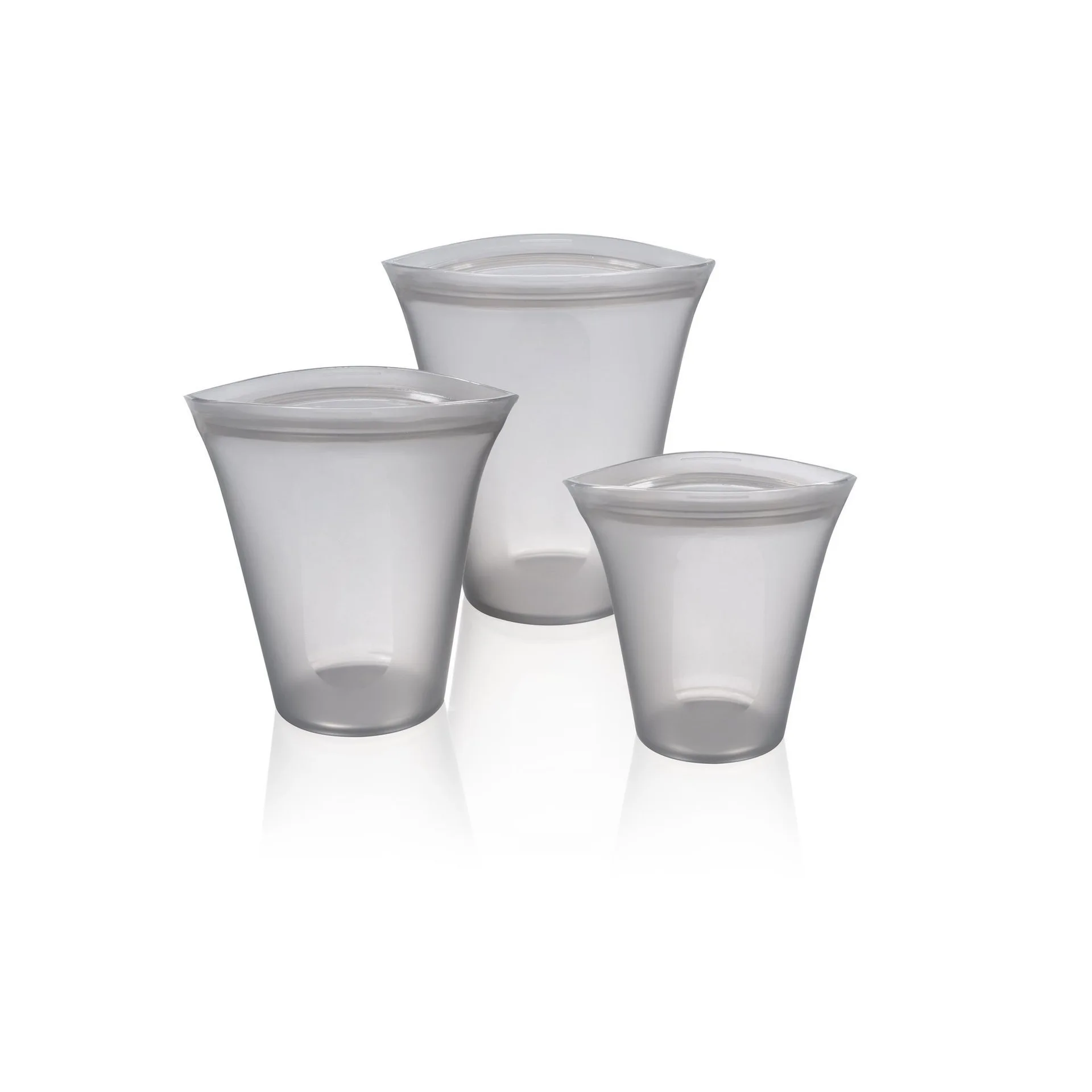 2 шт/3 шт кухонные многоразовые силиконовые герметичные контейнеры с замком-молнией, набор оригинальных силиконовых чаш для хранения еды, чашки, сумки, набор - Цвет: 3PCS Cups Grey