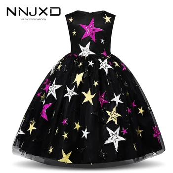 

New Year Costume For Kids Girl Dress Night Sky Star Evening Gown Birthday Party Dresses For Girls Children Casual Clothes 4 10Y