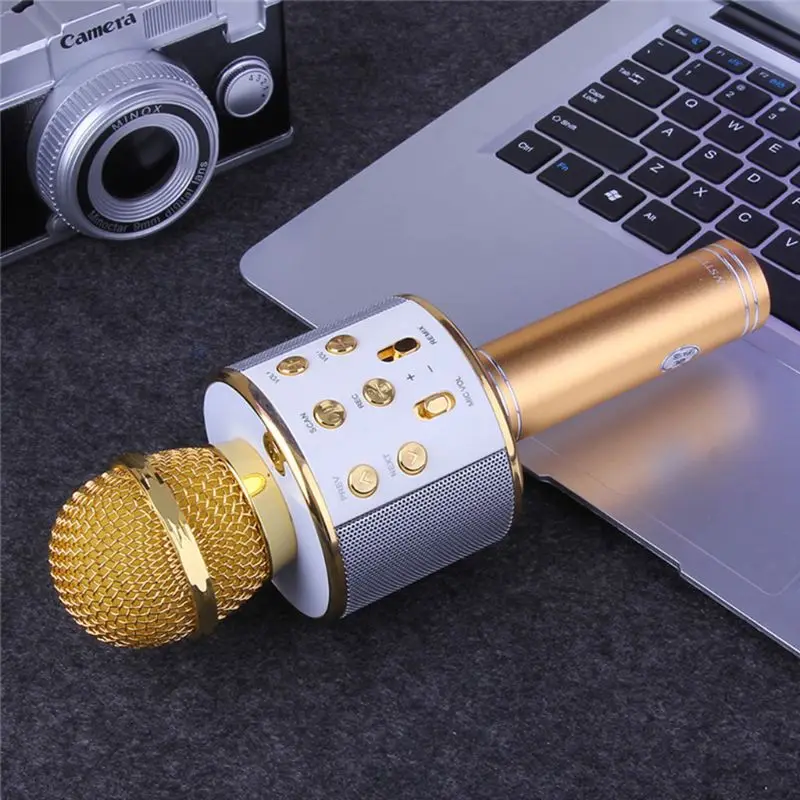 WS858 беспроводной Bluetooth караоке микрофон стерео микрофон KTV USB динамик плеер
