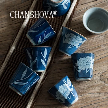 

CHANSHOVA 50ml Traditional Chinese Style Crackle Ceramic Hand Painted tea cup Small Coffee Cups China Porcelain H480