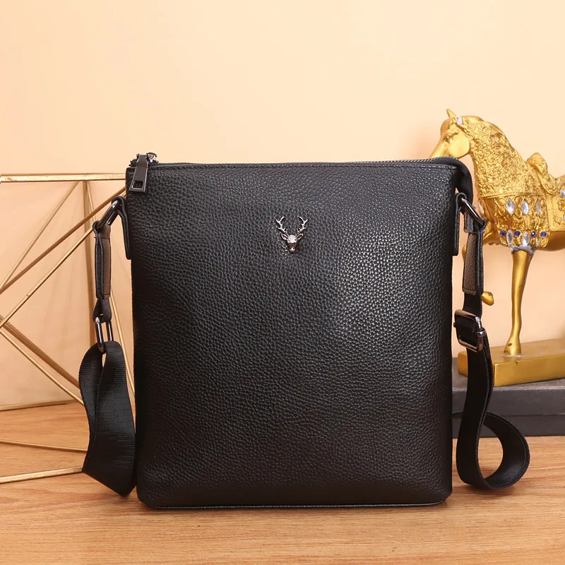 Kaisiludi Leather Messenger bag man bag fashion shoulder bag cowhide vertical man bag business casual
