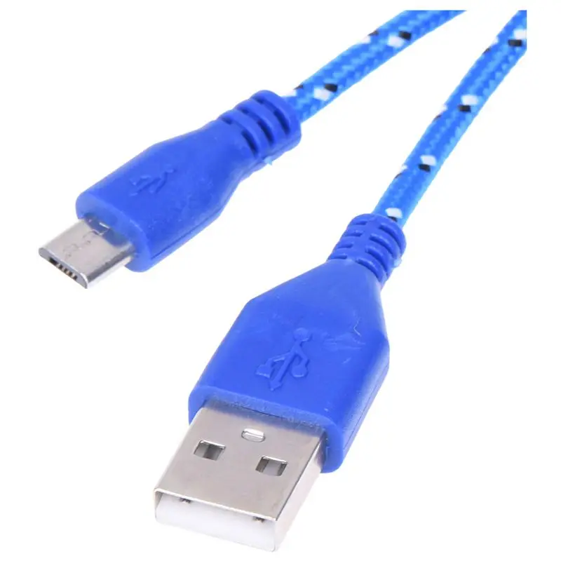2 м Плетеный тканевый мини USB кабель для передачи данных и синхронизации зарядного устройства для сотового телефона синий