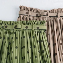 Женские осенне-зимние новые юбки с высокой талией и тонким поясом, большие плиссированные юбки для женщин и девочек, весенние женские юбки до середины икры с поясом