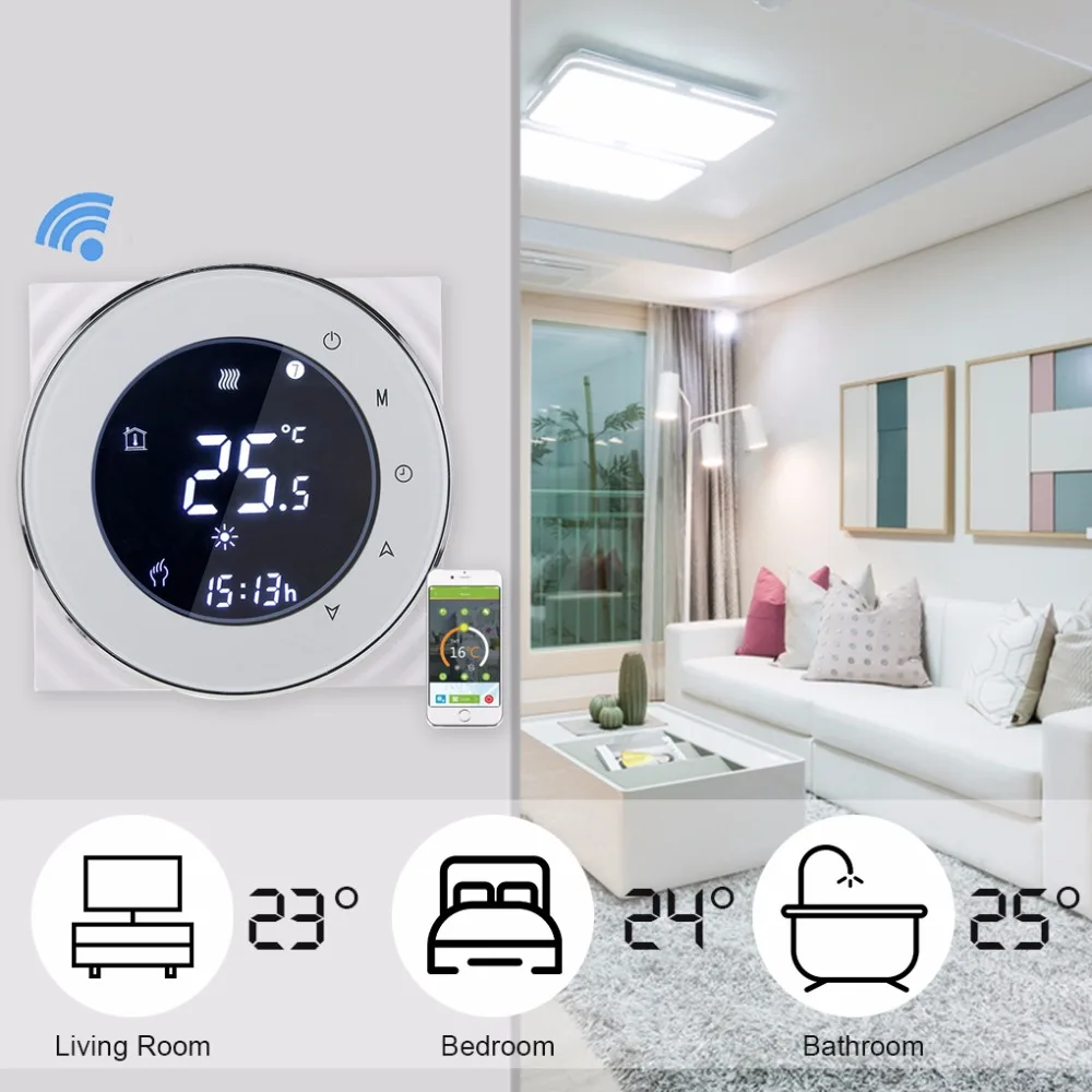 Термостат Alexa WiFi газовый котел Программируемый Регулятор температуры 95 240 В 3 А