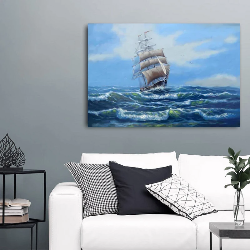 RELIABLI искусство корабль море пейзаж живопись холст Картины настенные