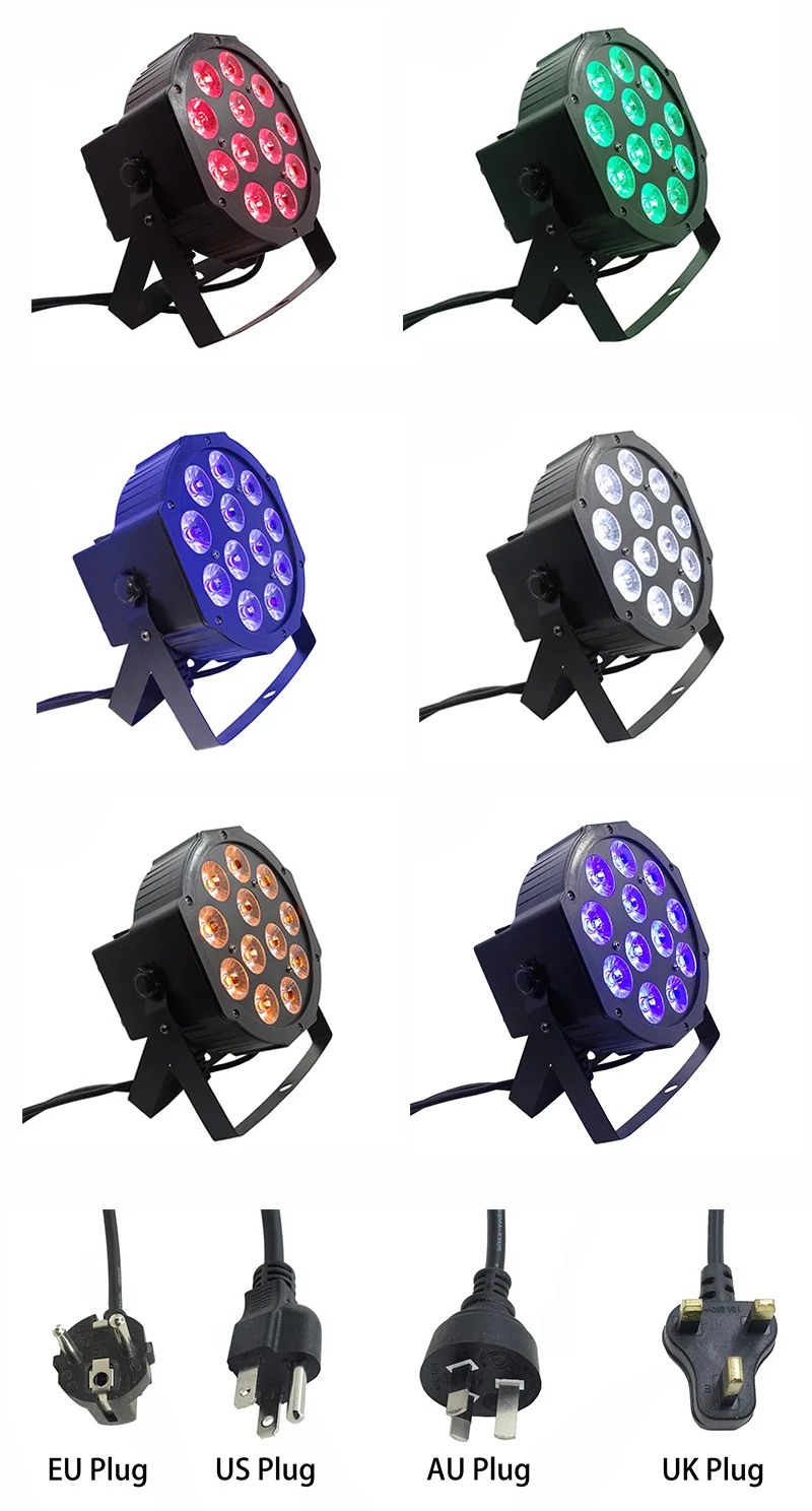 RGBWA UV 6в1 плоский par led 12x12 Вт Led Par Light Can Par 64 Светодиодный прожектор dj проектор размытый свет сценический свет