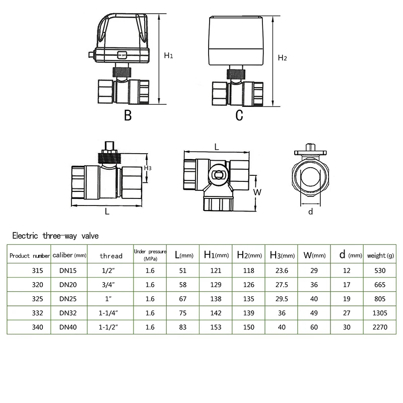 Трехходовой латунный моторизованный шаровой клапан AC220V/24V DC5V/12V/24V электрический