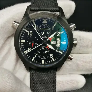 

luxury AAA NAVY watch men 42mm I WC quartz With pilot All the small dials work battery tick movement Leatherwear 56