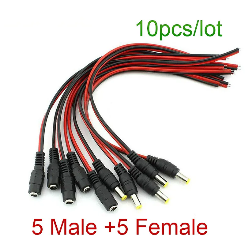 4pcs 0.3M/1FT DC Power Cable 3.5mmx1.35mm DC Tip Male/Female Cable Pigtail Wire 