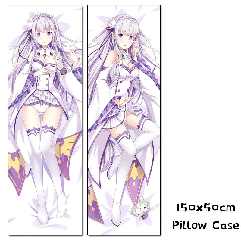 Аниме Re: Zero Kara Hajimeru Isekai Seikatsu Emilia Dakimakura Чехол для обнимания тела чехол подушки 150x50