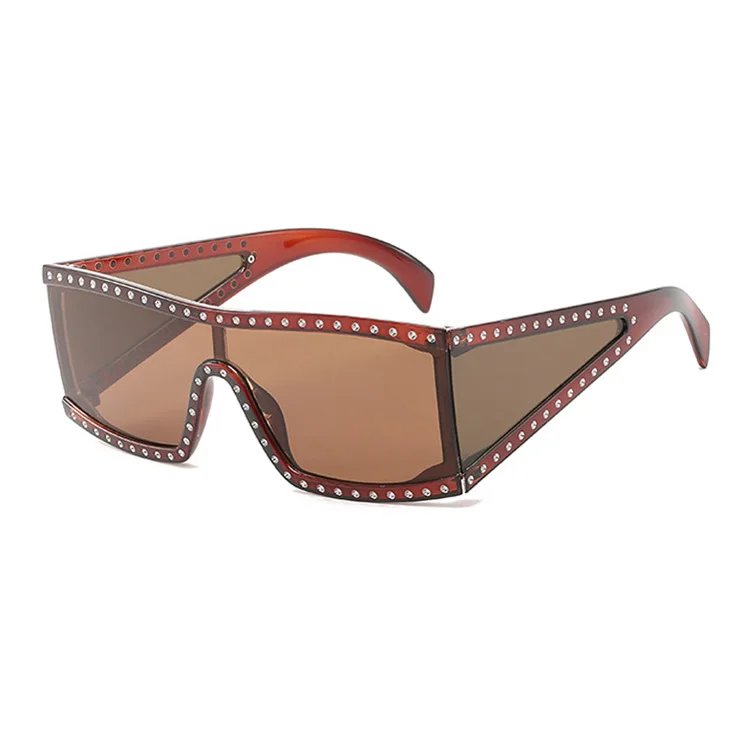 MADELINY негабаритных квадратных солнцезащитных очков для женщин Mujer диамантовая оправа винтажные Ретро мужские солнцезащитные очки Lentes Sol Hombre Uv400 MA422 - Цвет линз: C4 Brown Lens