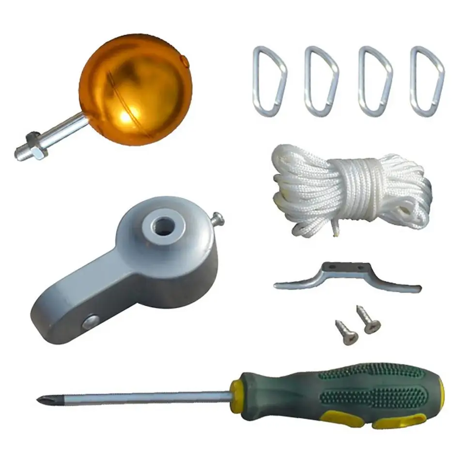 Set Accessori Per Asta Bandiera: 11,5m Di Corda In Nylon, Sfera Dorata In Alluminio, Ganci E Puleggia – Kit Di Riparazione Per Giardino