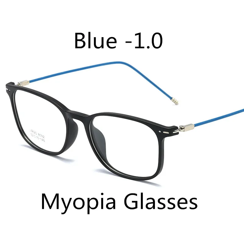 Elbru ультралегкие TR90 очки для близорукости женские и мужские Модные прозрачные квадратные оправы близорукие очки With-0.5-1.0-1.5to-6.0 - Цвет оправы: Blue -1.0