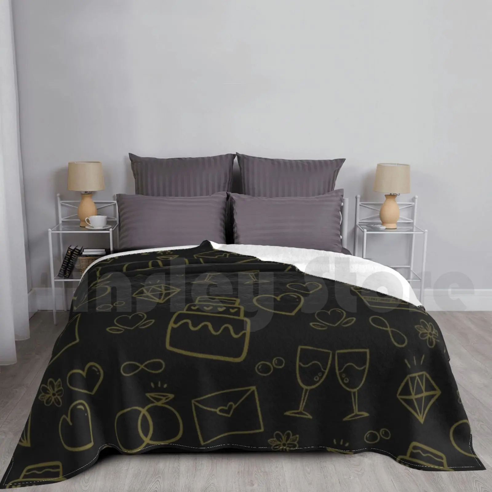 

Cool Pattern Black And Golden Blanket For Sofa Bed Travel Pattern Abstract Black Wedding Party
