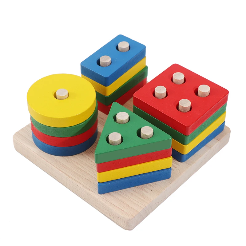 Intelligence-Math-Toys Montessori Geometry-Shape Wooden Learning Early-Childhood Educational