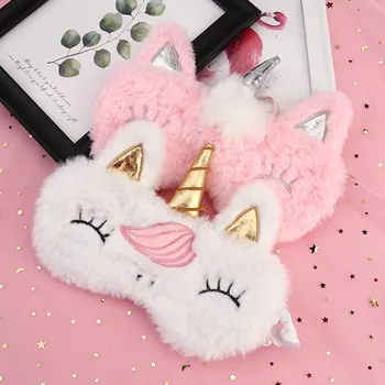 

NEW Unicorn Eye Mask Cartoon Sleeping Mask Plush Eye Shade Cover Eyeshade Relax Mask Suitable for Travel Home Party Gifts
