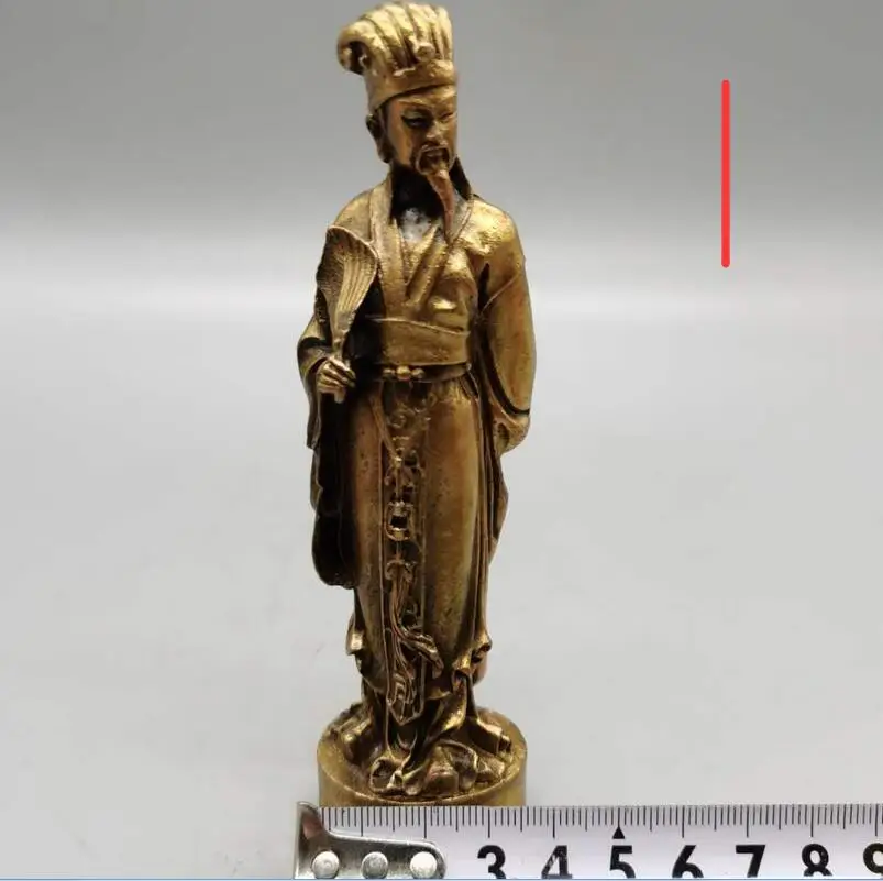 select Style copper Zhuge Liang ornaments brass enlighten wisdom to help study prosperous career Feng Shui Kong Ming statue