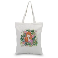 Холст Tote сумки на плечо мультфильм Женская сумочка повседневное использование хозяйственная сумка пользовательский принт логотип DIY эко многоразовая утилизация