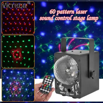 

60 Pattern Magic Bulb LED Stage Light Voice Control Laser Projector KTV Bar Disco Lamp Colorful Light Bar Club Stage Effect Lamp