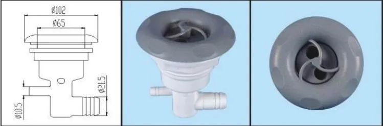 Spa & pool 4 "inch spa jets PLASTIC/SS with double hole rotary nozzle