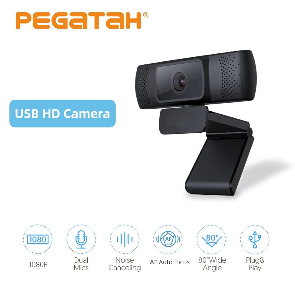 Компьютерная веб камера с разрешением full hd 1080 USB микрофоном для компьютера