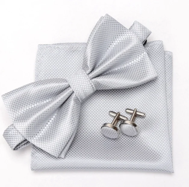 Мужской галстук-бабочка, галстук-запонки, комплект из 3 предметов, модные вечерние галстуки-бабочки на свадьбу, галстуки-бабочки для мужчин, яркие цвета, носовой платок с бантом - Цвет: ZY-LD-Z1-K17