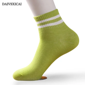 

5Pairs/lot=10Pieces Spring Autumn Two Bars Striped Socks Fashion Women's Cotton Breathable Candy Color Sports Socks Women