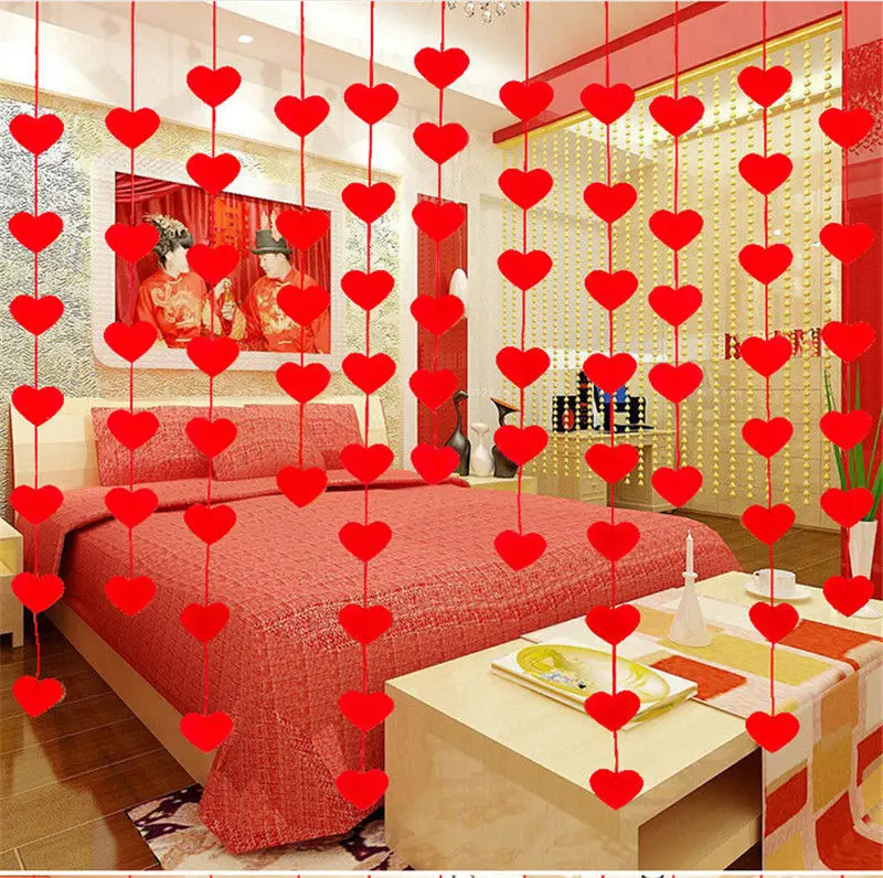 16 Hearts Romantic Layout DIY Non-woven Garland Creative Love Heart Curtain Wedding Decoration Marriage Room Supplies