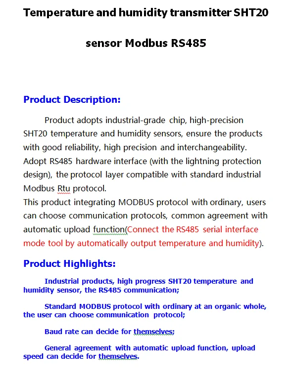 Modbus IEC RS485 SHT20 датчик температуры и влажности передатчик Модуль влажности почвы для инкубатора термостат гигростат