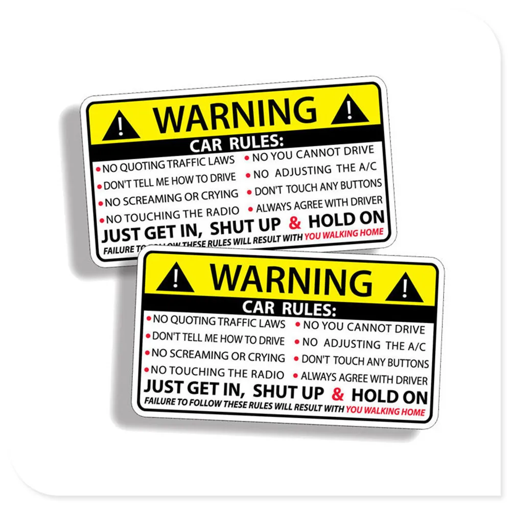 

Car Safety Warning Rules Decal card Sticker for Jeep Liberty Trailhawk Commander Hurricane Gladiator