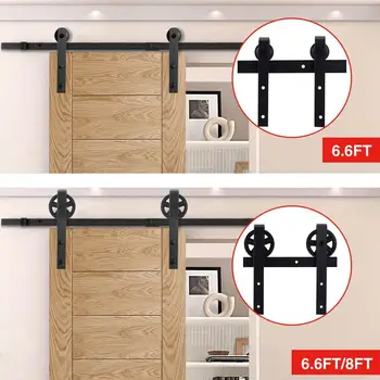 

New 6.6FT 8FT Wheel Model Mobile Door System Hanging Rails Moving Door Fittings Wooden Door Runway Rail Set Single Door