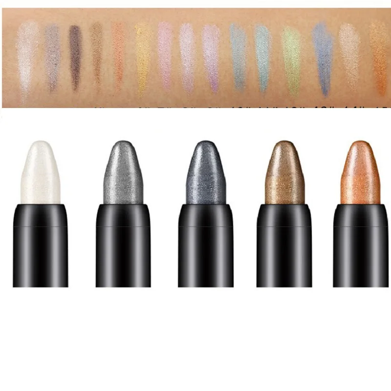 15 Color Highlighter Eyeshadow Pencil Waterproof Glitter Matte Nude Eye Shadow Makeup Pigment Cosmetics White Eyeliner Pen