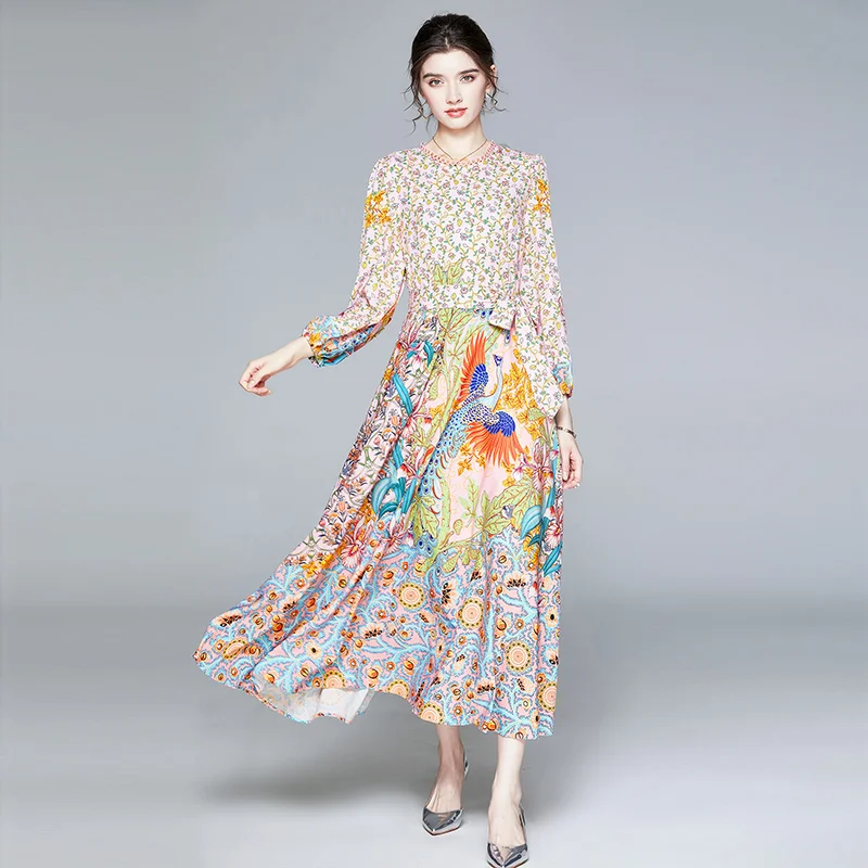 Fashion Designer Runway Long Dress 2020 Spring Autumn Women Dress Puff Sleeve Floral-Print Vacation Elegant Party Maxi Dresses Fashion Designer Runway Long Dress 2020 Spring Autumn Women Dress Puff Sleeve Floral-Print Vacation Elegant Party Maxi Dresses
