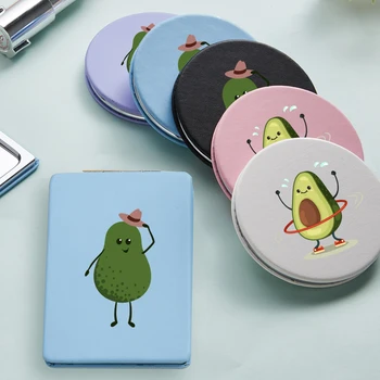 

Cute Avocado Lady Makeup Mirror Mini Cartoon Portable Two-side Folding Vanity Pocket Compact Cosmetic Mirrors Girls miroir Women