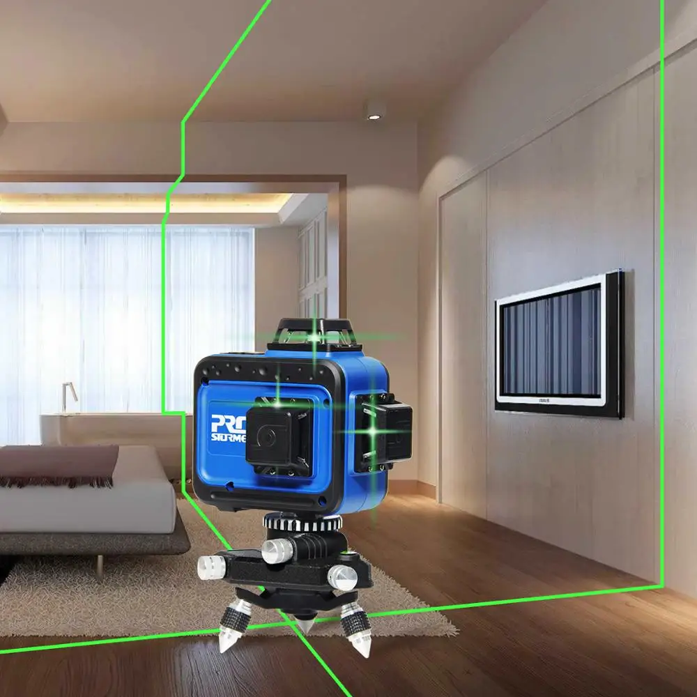 Зеленый 12 линейный лазерный уровень 3D горизонтальный и вертикальный поперечный
