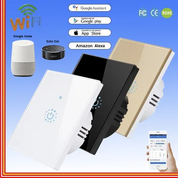 

Smart Wifi Light Switch Interruptor Touch Wall Power Switch App Remote Control Intellegent Switch For Alexa/echo Home 1/2/3 Gang