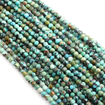 

New Natural African Turquoises Stone Beads Faceted Loose Round Beads Making for Jewelry DIY Bracelet Necklace Size 2 3 4mm