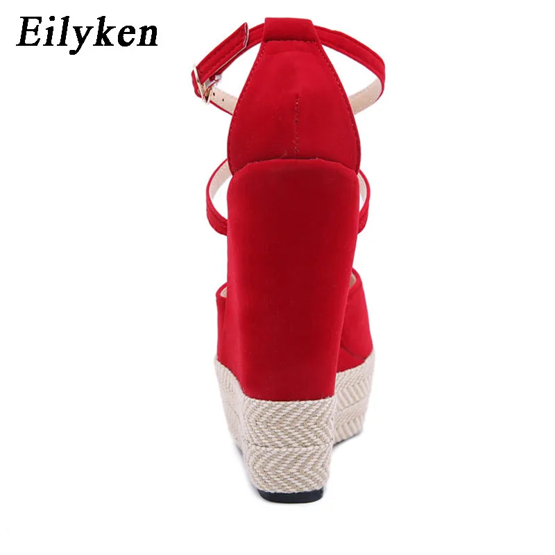 Eilyken/Новинка 2021 года Женские соломенные летние сандалии женские на платформе