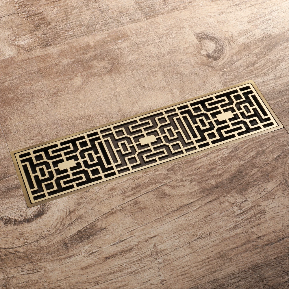

Antique Brass Floor Drains Classical Nickel Bathroom 30cm Shower Deodorant Square Floor Waste Drain Strainer Cover Grate