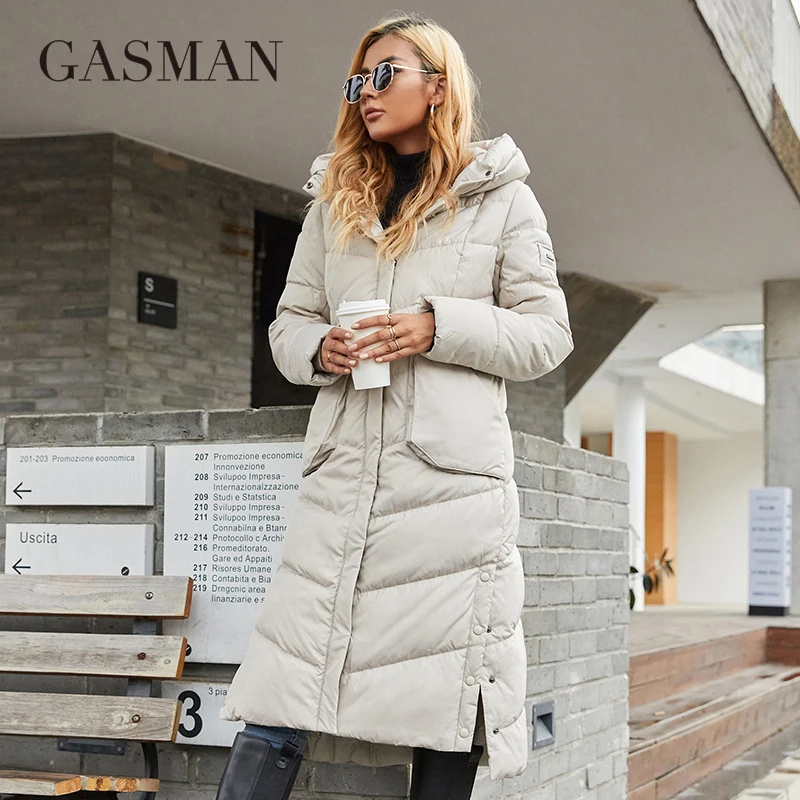 Comprar GASMAN-Chaqueta larga y elegante para mujer, abrigo de invierno a  la moda para mujer, Parka cálida con bolsillo con cremallera y cinturón,  chaquetas de plumas 2021 8189