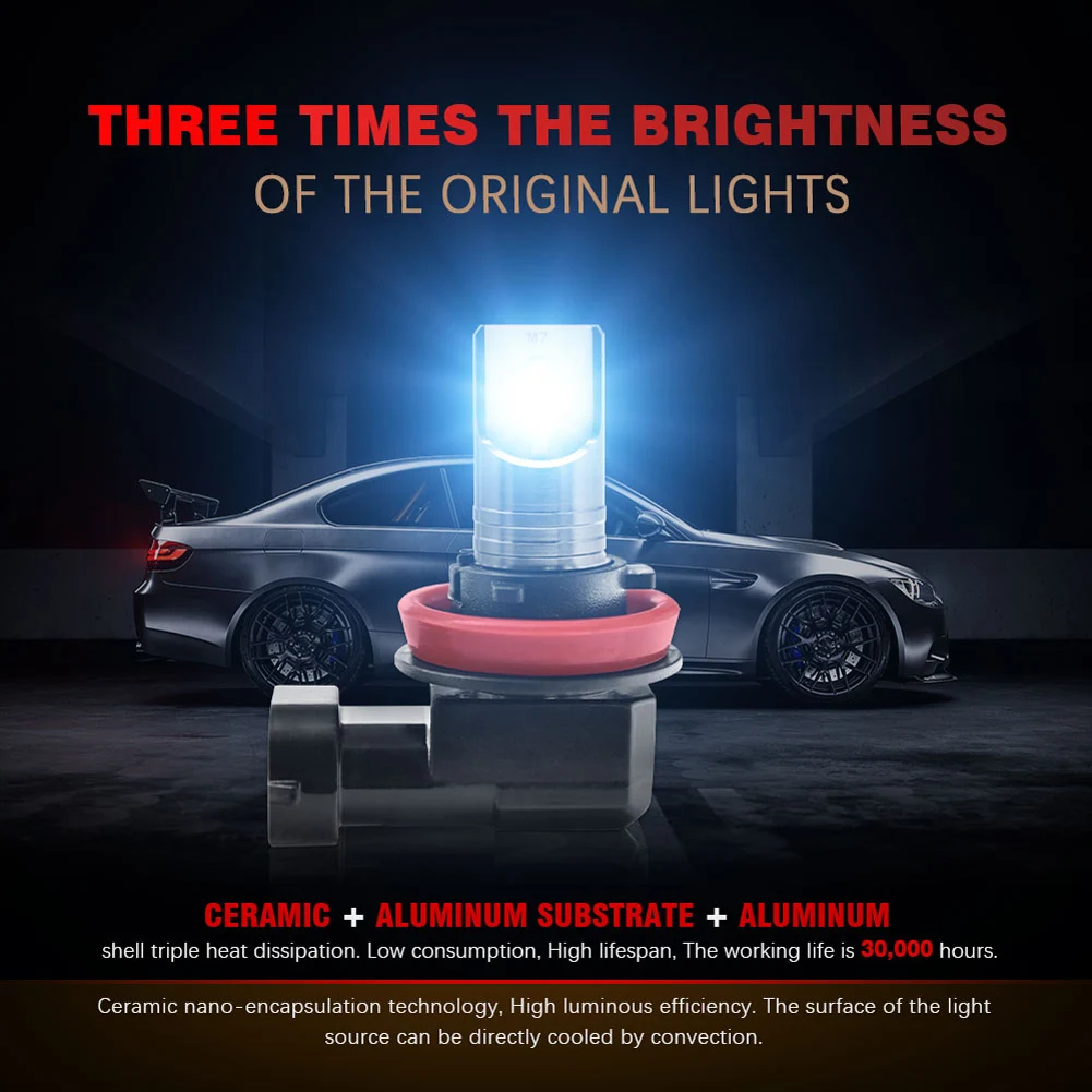

2Pcs H11/H8 LED Headlight High or Low Beam Bulbs 110W 6000LM 6000K White Car Accessories LED light tool Auto Parts Headlight