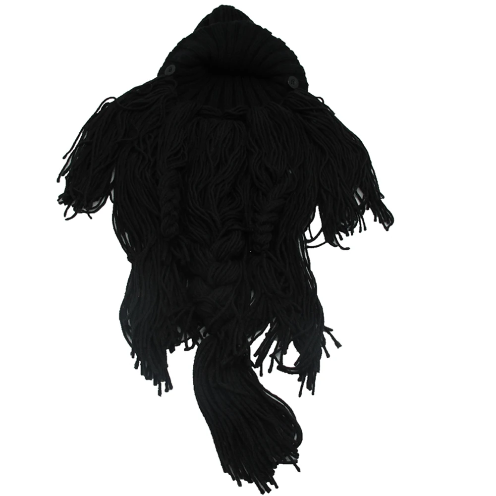 New Arrival Funny Crazy Cosplay Men Knit Beard Horn Hat Ski Mask Cap Barbarian Vagabond Cool Beanie Winter Warm Unisex Hat